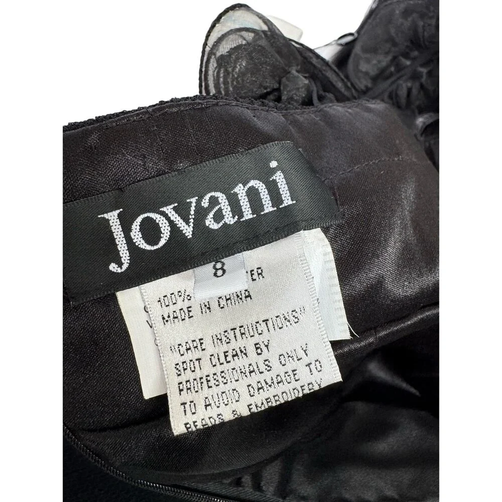 Jovani Junior Prom Dress Vintage Black Rosette One Shoulder Short Retro 90s Sz 8 - Picture 10 of 16